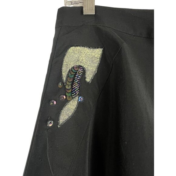 Cliche vintage silk midi/ full skirt size12 black Waist 28  hangs beautifully - Picture 2 of 6